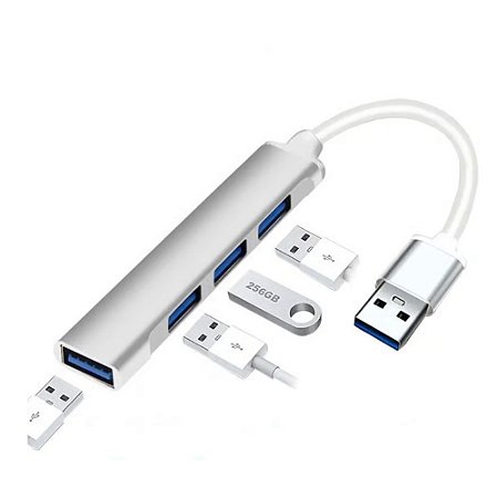 Hub 4 Portas USB 1x 3.0 + 3x 2.0 Shinka