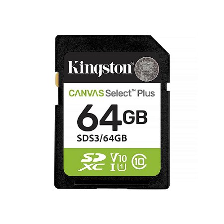 Cartão de Memória SD 64GB Kingston Canvas Select Plus C10