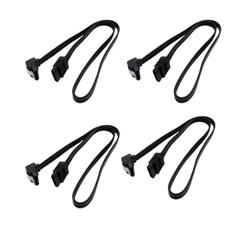Kit c/4 Cabo Sata 3 6gb/s para HD e SSD, Preto, ponta em formato L