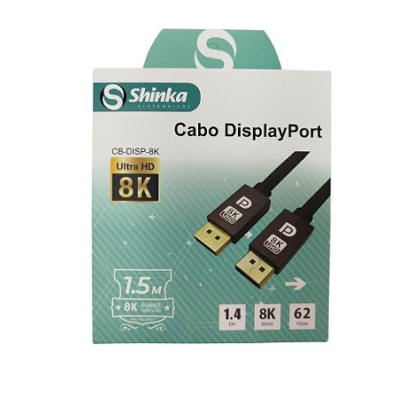 Cabo Displayport 1.4 8k 4k Reforçado 1,5 Metros