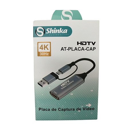 Placa Captura de Vídeo Externa HDMI 1080p 4k USB-C Gamer