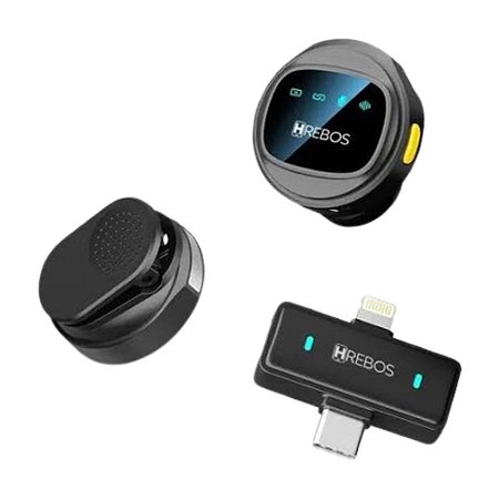 Microfone de lapela Sem Fio Magnético 2 em 1 Hrebos IF-1000