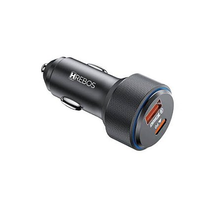 Carregador Veicular Type-C e USB CRV-208 Hrebos