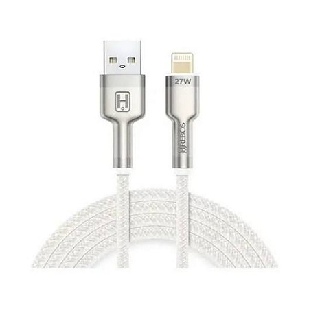 Cabo compatível iPhone Hrebos Metal Waves CB-251I Branco 1 Metro 27W