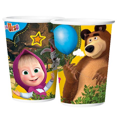 Copo de Papel - Masha e o Urso Clássica - 180ml - 12 UN - Regina -