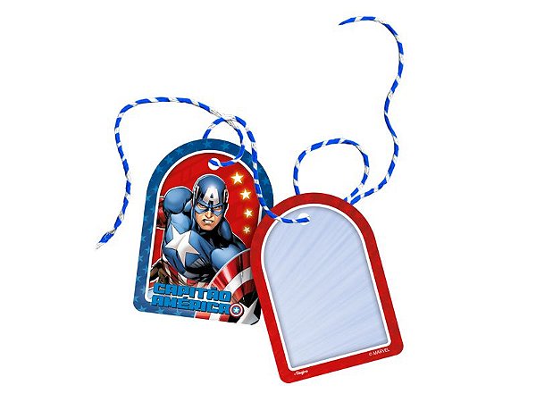 Tag com Cordão Festa Vingadores Capitão América - 8 Unidades - Regina - Rizzo Festas
