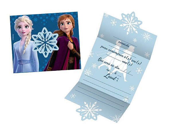 Convite Festa Frozen 2 - 8,5cm x 10cm - 08 unidades - Regina - Rizzo Festas