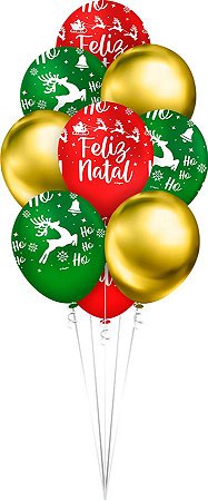 Balão de Látex Natal Mágico - Balão HoHoHo e Feliz Natal - 10 unidades - Regina - Rizzor5m3A4p24