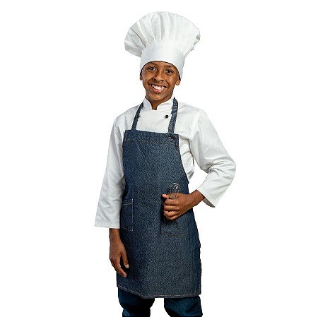 Uniforme Infantil  Avental Frontal Unissex - Jeans - M - 55x65 Cm - 1 unidade - Cromus Linha Profissional Allonsy - Rizz