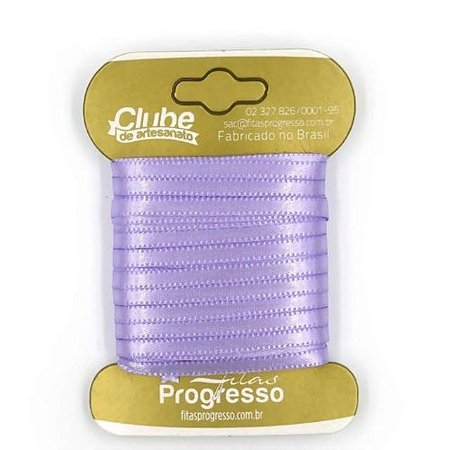 Fita em Cetim - Cor 245 Lilas - 10 m x 4 mm - 1 unidade - Fitas Progresso - Rizzo