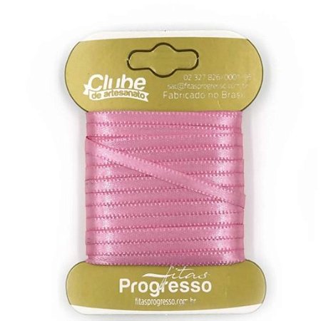 Fita em Cetim - Cor 240 Rosa Escuro - 10 m x 4 mm - 1 unidade - Fitas Progresso - Rizzo