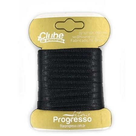 Fita em Cetim - Cor 219 Preto - 10 m x 4 mm - 1 unidade - Fitas Progresso - Rizzo