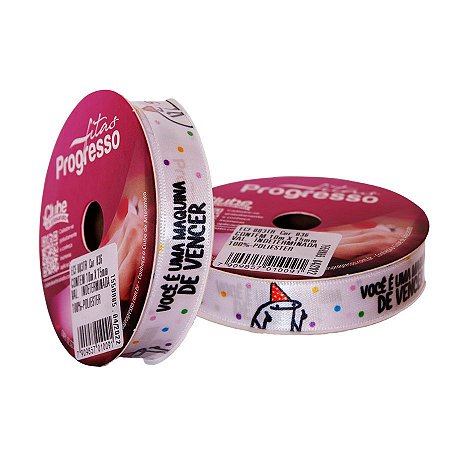 Fita em Cetim Flork "Aniversário" - Cor 036 - 10 m x 15 mm - 1 unidade - Fitas Progresso - Rizzo