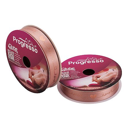 Fita em Cetim "Amor" Rose Gold - Cor 424 - 10 m x 15 mm - 1 unidade - Fitas Progresso - Rizzo