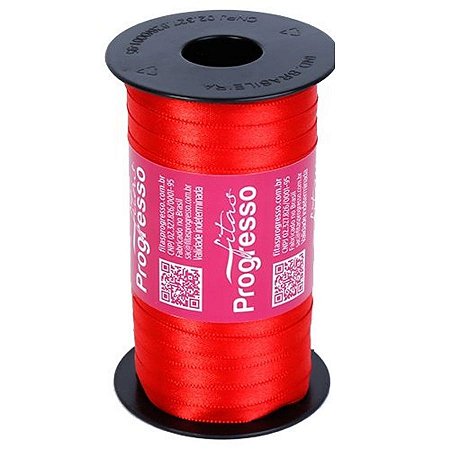 Fita de Cetim Progresso 7mm nº1 - 100m Cor 1354 Vermelho Tomate - 01 unidade