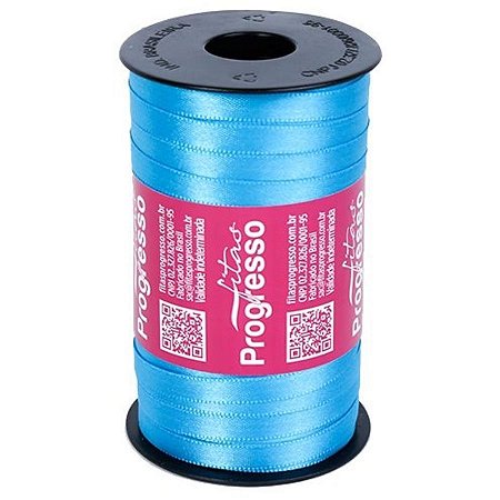 Fita de Cetim Progresso 7mm nº1 - 100m Cor 213 Azul Turquesa - 01 unidade