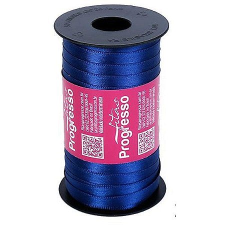 Fita de Cetim Progresso 7mm nº1 - 100m Cor 215 Azul Marinho - 01 unidade