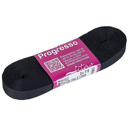Fita Gorgurão Progresso 11mm nº2 - 10m Cor 219 Preto - 01 unidade