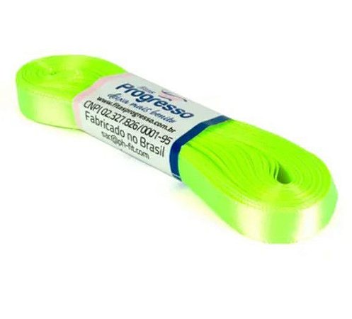 Fita de Cetim Progresso 10mm nº2 - 10m Cor 280 Verde Cítrico - 01 unidade