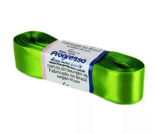 Fita de Cetim Progresso 22mm nº5 - 10m Cor 677 Verde Folha - 01 unidade