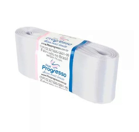 Fita de Cetim Progresso 38mm nº9 - 10m Cor 201 Branco - 01 unidade