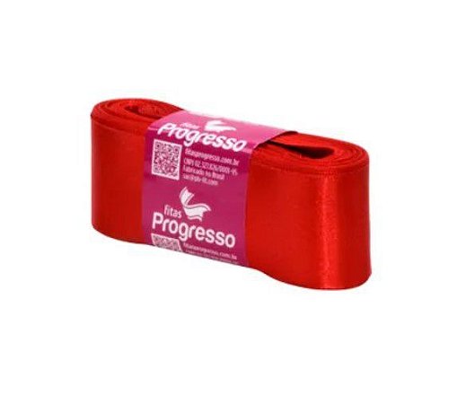 Fita de Cetim Progresso 38mm nº9 - 10m Cor 1354 Vermelho Tomate - 01 unidade
