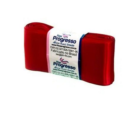 Fita de Cetim Progresso 50mm nº12 - 10m Cor 209 Vermelho - 01 unidade