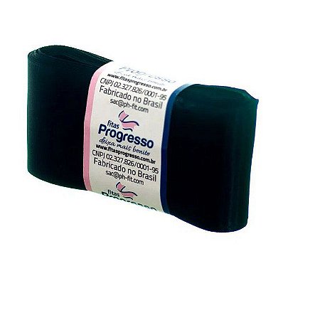 Fita de Cetim Progresso 50mm nº12 - 10m Cor 219 Preto - 01 unidade