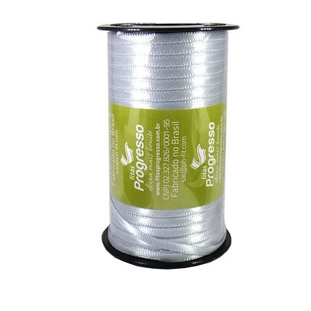 Fita de Cetim Carretel Progresso 4mm nº00 - 100m Cor 084 Prata - 01 unidade