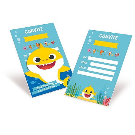 Convite Festa Baby Shark - 8 unidades - Cromus - Rizzo Festas
