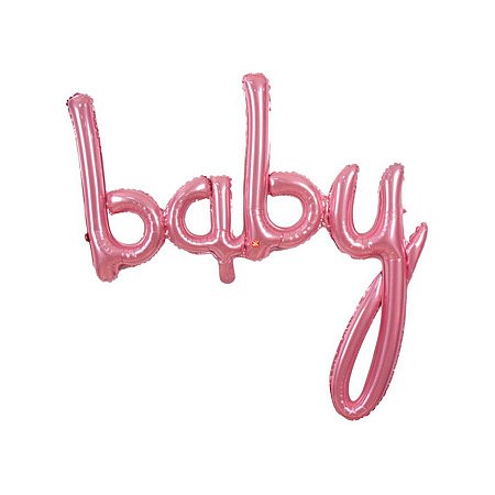 Balão Microfoil Escrita Baby Rosa 3D  - 1 unidade - 85cm (33'') - Balões São Roque - Rizzo