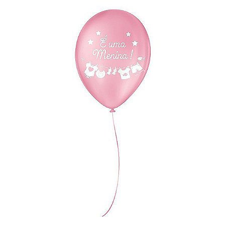 Balão de Festa Decorado É Uma Menina Tutti-Frutti Branco 5" - 15 Unidades - Balões São Roque -