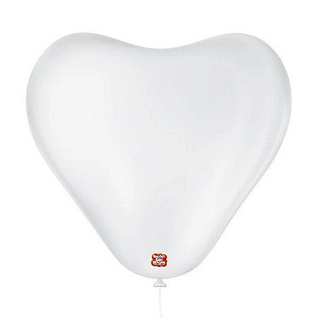 Balão de Festa Látex Coração - Branco - São Roque - Rizzo Balões