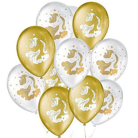 Balão de Festa Decorado Unicórnio Teen - Sortido 9" 23cm - 25 Unidades - Balões São Roque -