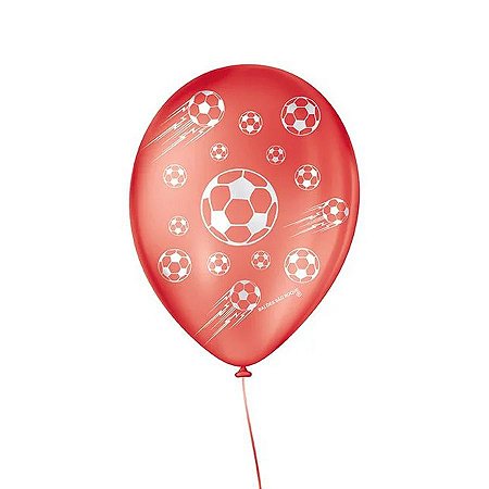 Balão de Festa Decorado Futebol - Vermelho e Branco 9" 23cm - 25 Unidades - Balões São Roque