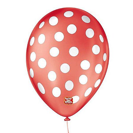 Balão de Festa Decorado Poá Bolinha - Vermelho e Branco - Balões São Roque - Rizzo