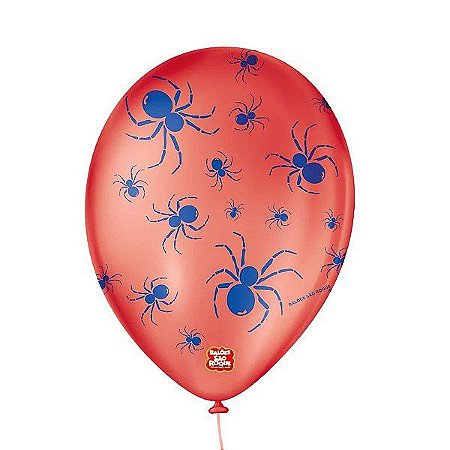 Balão de Festa Decorado Halloween Aranha 9" 23cm - Vermelho e Azul - 25 Unidades - Balões São Roque