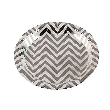 Prato Papel Biodegradável Missoni Prateado - 10 unidades - 18 cm - Rizzo