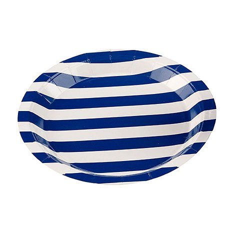 Prato Papel Biodegradável Listrado Azul - 10 unidades - 18 cm - Rizzo