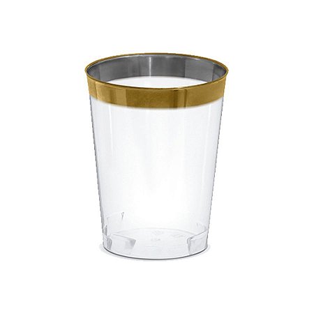 Copo água/refrigerante Borda Dourada - 4 unidades - 300 ml - Rizzo
