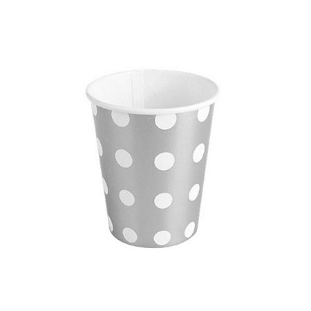 Copo de papel Poa Prata Biodegradável - 10 unidades - 270 ml - Rizzo