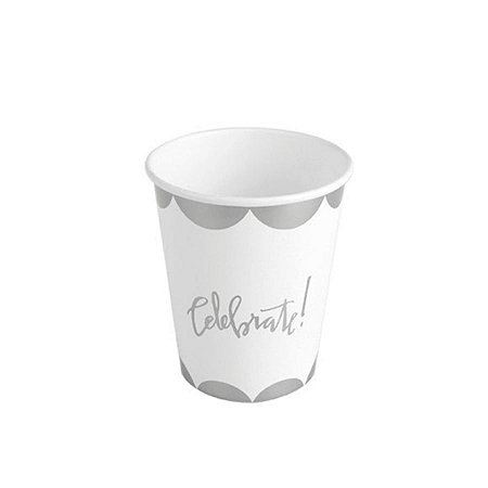 Copo de papel Celebrate Prata Biodegradável - 10 unidades - 270 ml - Rizzo