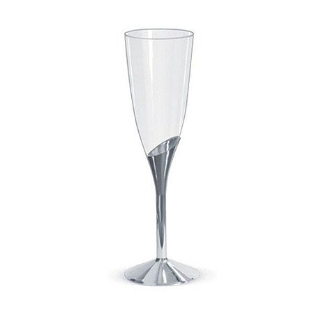 Taça para Champagne Base Prata - 6 unidades - 135 ml - Rizzo