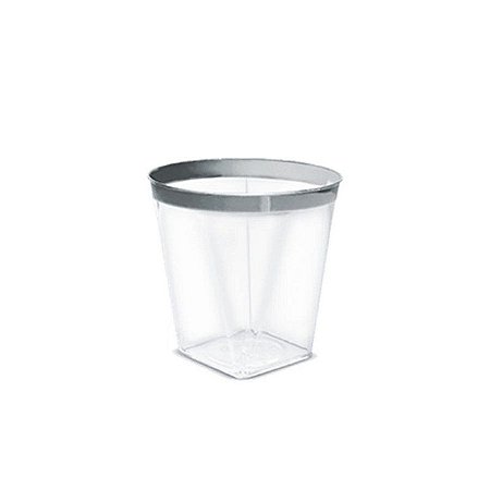 Mini Copo com borda Prateada- 10 unidades - 60 ml - Rizzo