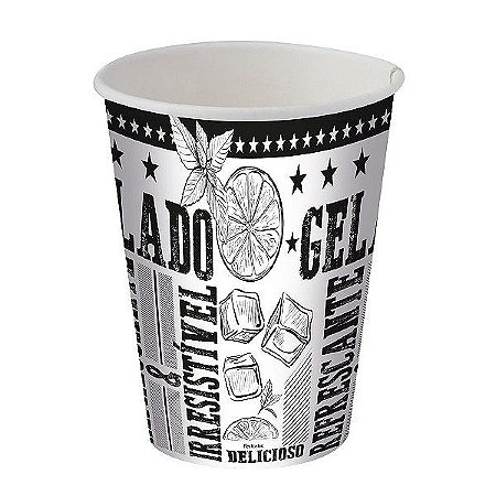Copo de Papel 300ml Preto e Branco - 25 unidades - Food Service Festcolor - Rizzo Embalagens