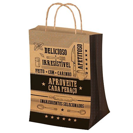 Sacola M 29,5x23,5cm Kraft - 50 unidades - Food Service Festcolor - Rizzo