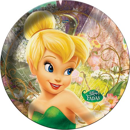 Prato Redondo Festa Fadas Disney 18cm - 08 unidades - Festcolor - Rizzo Festas
