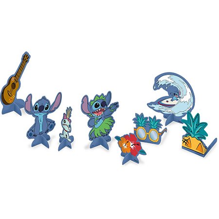 Decoração de Mesa Festa Stitch - 8 unidades - Disney Original - Rizzo Festas