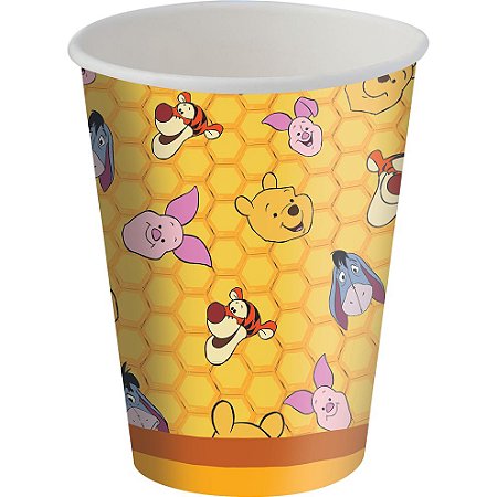 Copo de Papel 200ml Festa Pooh e sua Turma  - 8 unidades - Festcolor - Rizzo Festas