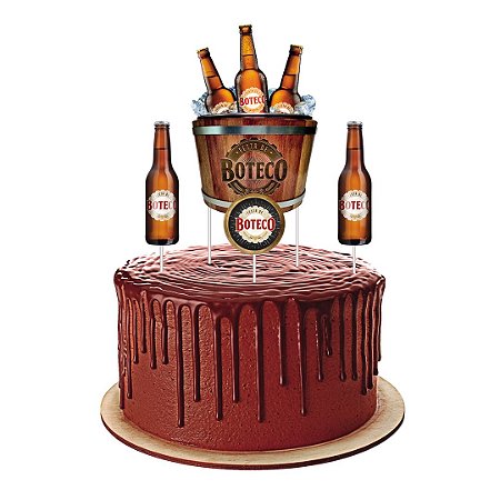 Topper para Bolo Festa Boteco - 04 Unidades - Festcolor - Rizzo Festas